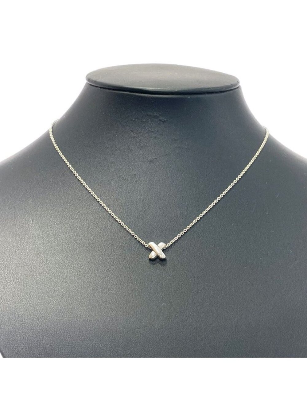 Tiffany & Co Silver Cross Stitch Mini Pendant Necklace